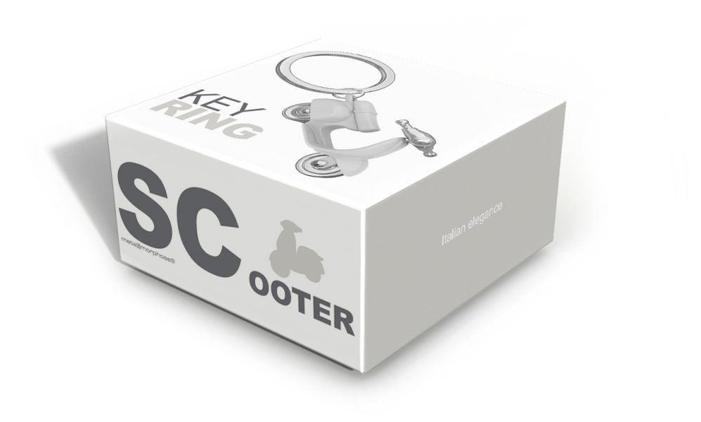 Designcadeau – porte cles scooter retro blanc metalmorphose 