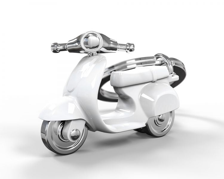 Designcadeau – porte cles scooter retro blanc metalmorphose 