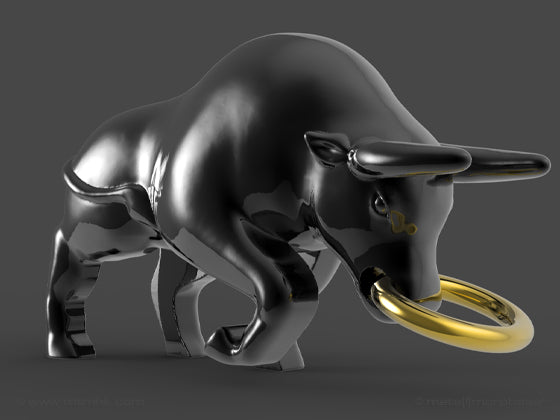 Regalo de diseño – porte cles taureau noir metalmorphose 