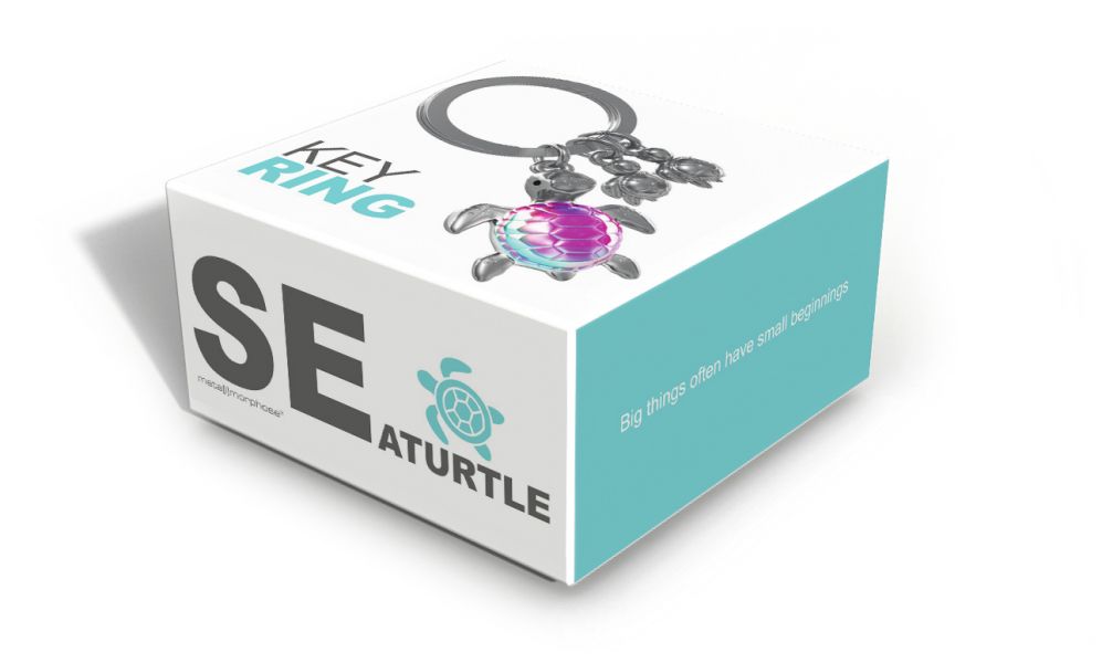 Designcadeau – porte cles tortue de mer arc en ciel metalmorphose 
