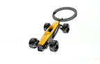 Design-lahja – porte cles voiture de course retro jaune metalmorphose 