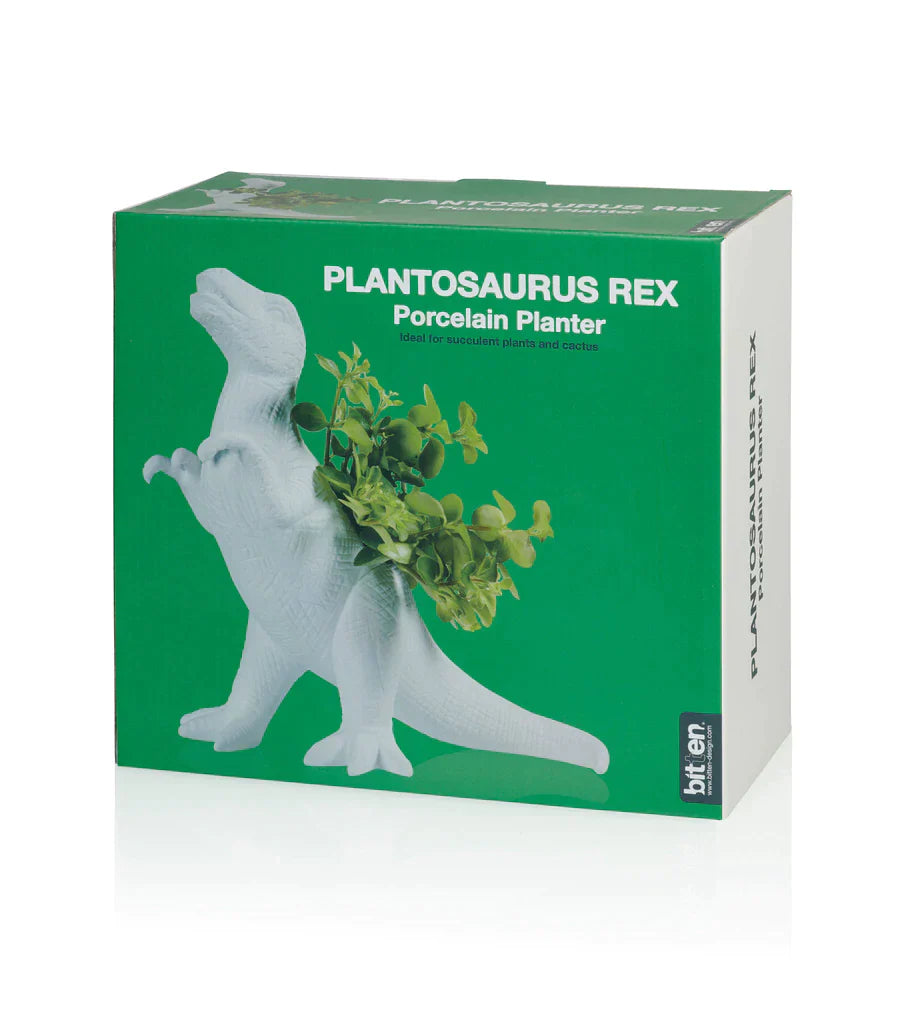 Oggetto regalo di design – pot dinosaure plantosaurus rex bitten 