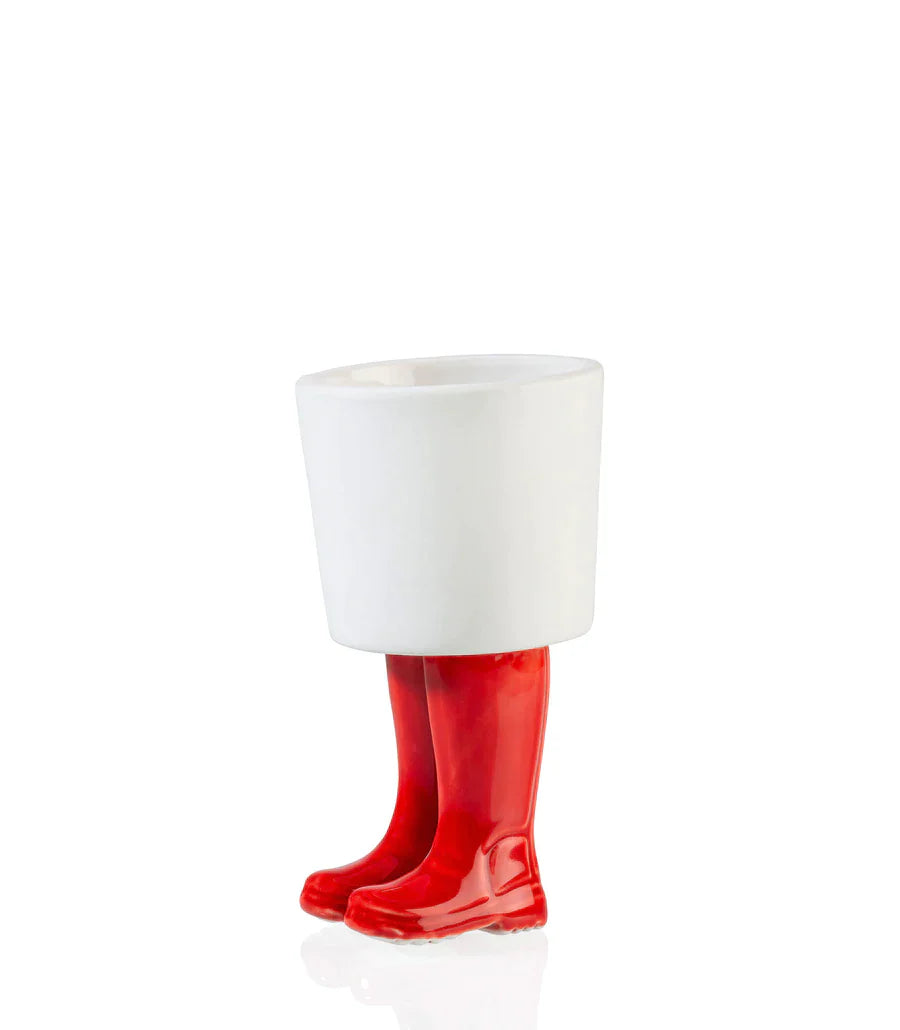 Oggetto regalo di design – pot de fleur bottes wellington rouge bitten 