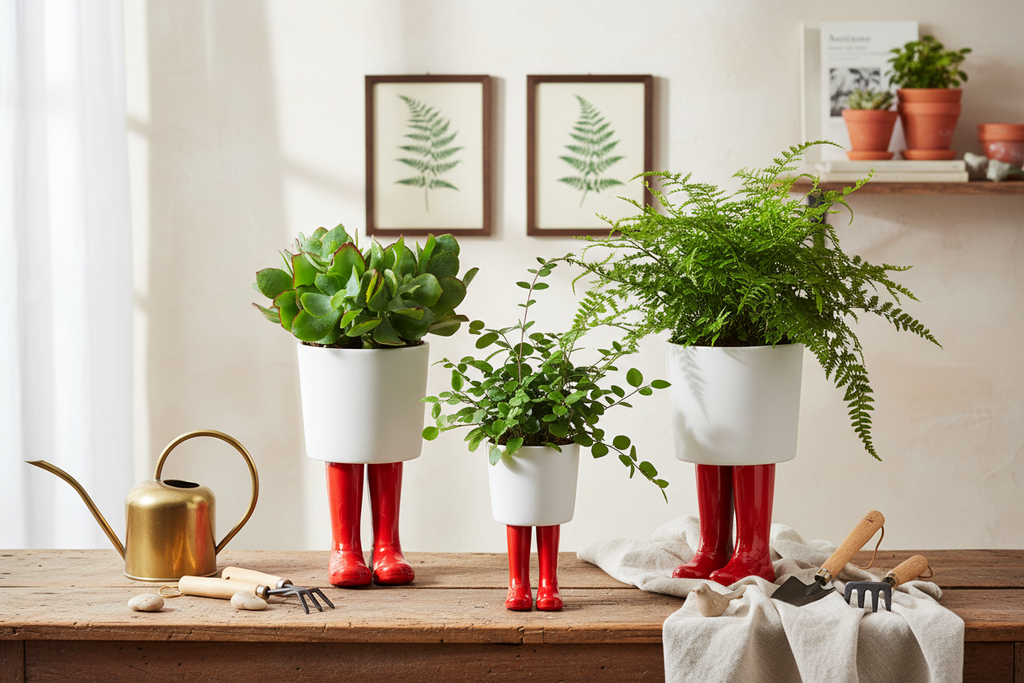 Pot de fleur Bottes Wellington Rouge Bitten – Cache-pot original