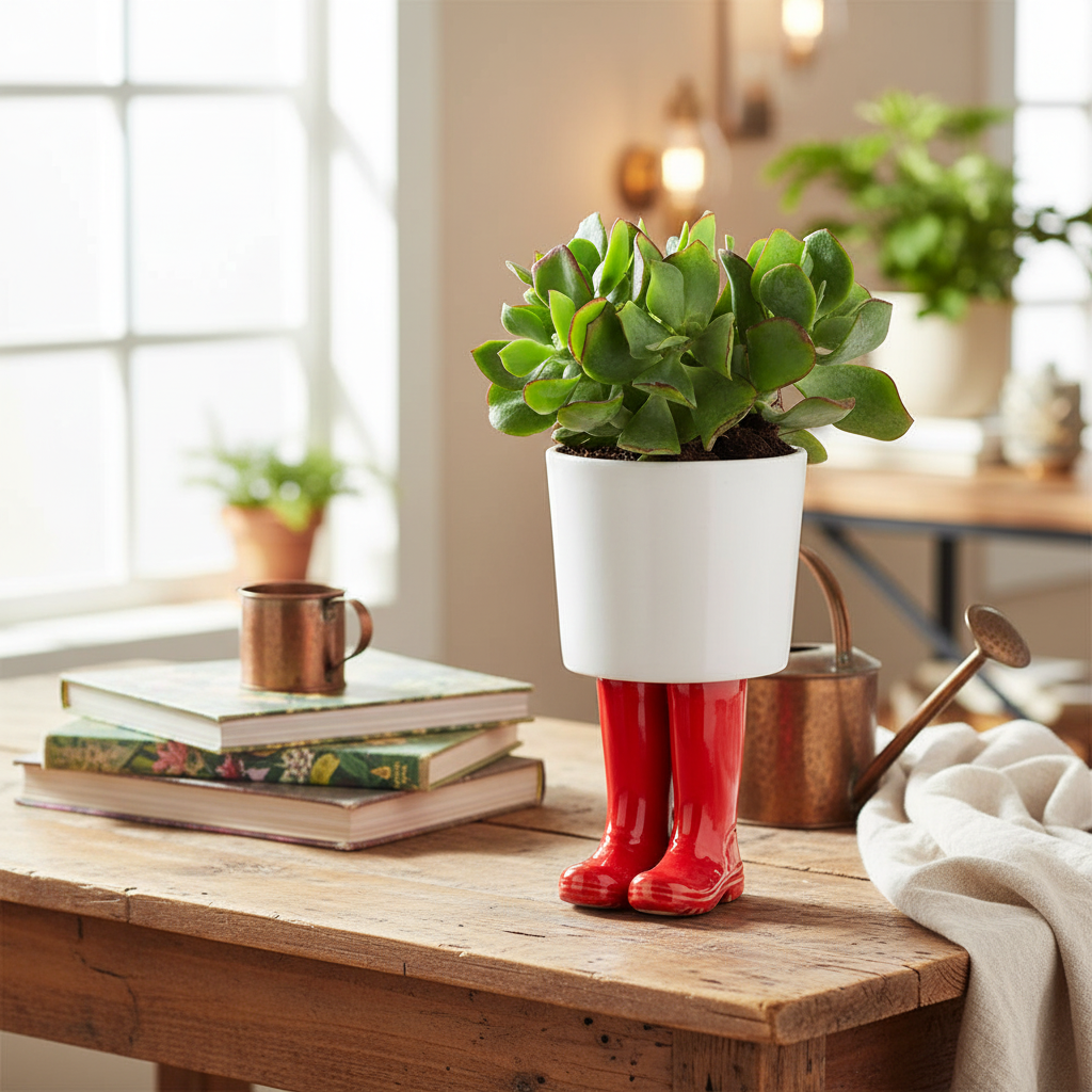Pot de fleur Bottes Wellington Rouge Bitten – Cache-pot original