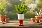 Pot de fleur Bottes Wellington Rouge Bitten – Cache-pot original
