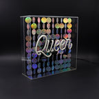 'Queen' Glass Neon Sign with Sequins