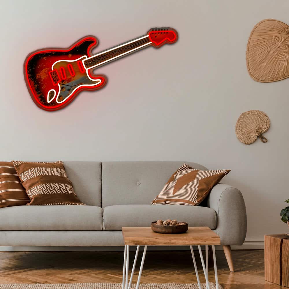 'Electric Guitar' Neon LED Sign - Wall Mounted
