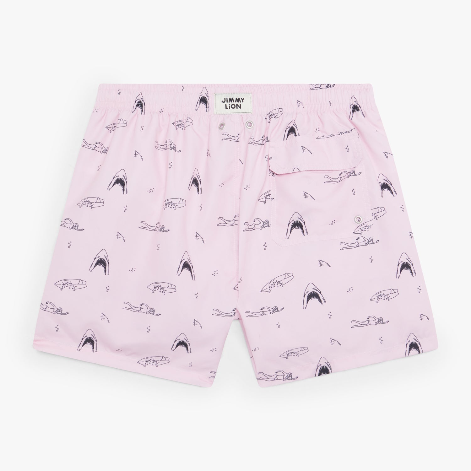 Shark and Swimmer Swim Shorts - Pink