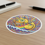Sticker rond Canard Psychédélique