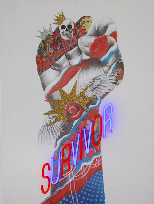 'Survivor' Wall Artwork with LED Neon - STANDARD – Locomocean