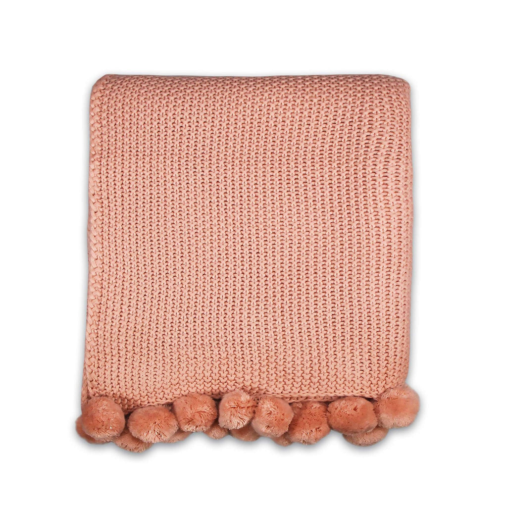 Plaid Pompon rose - 125 x 150 cm