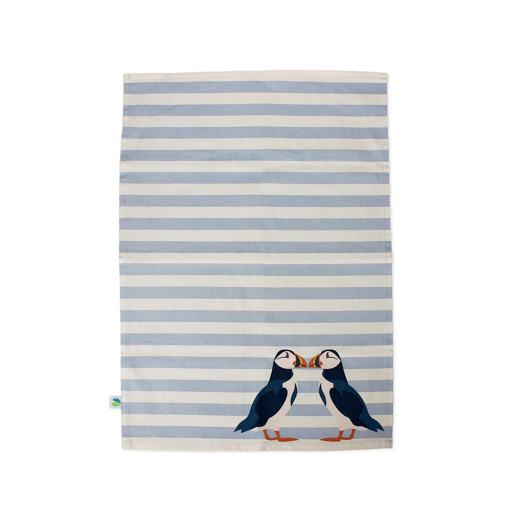 Torchon RSPB - en coton recyclé macareux bleu