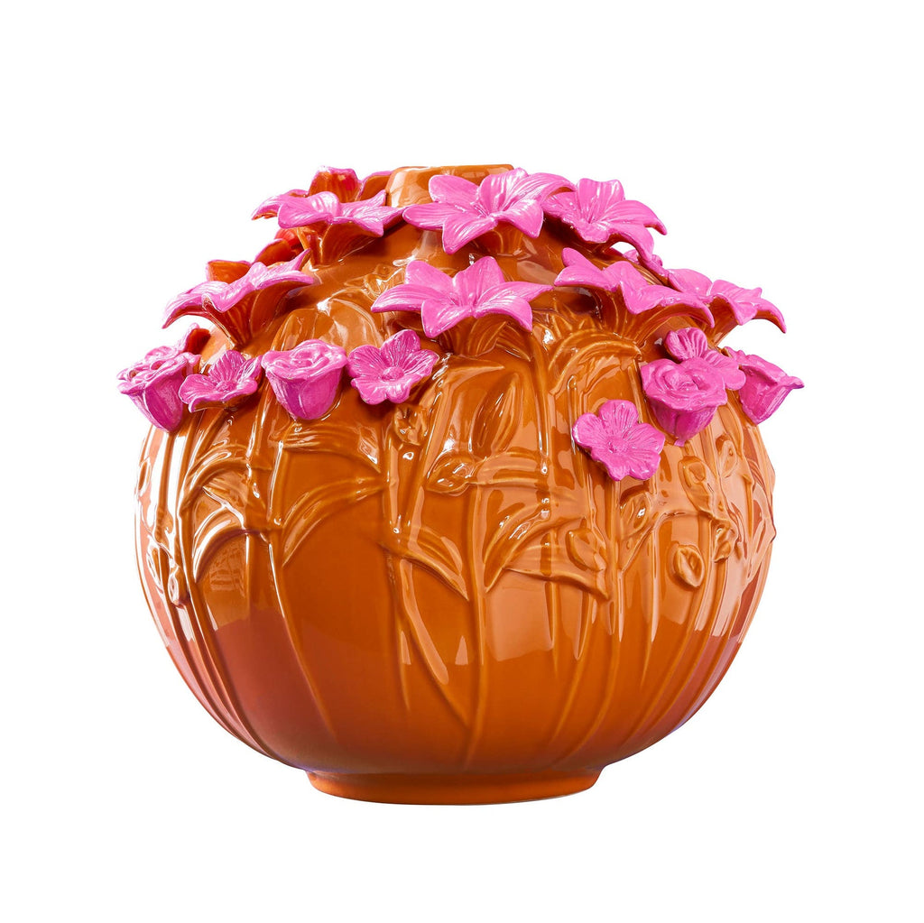 Vase Verano, Grès Orange/Rose, 34 x 29,5 cm