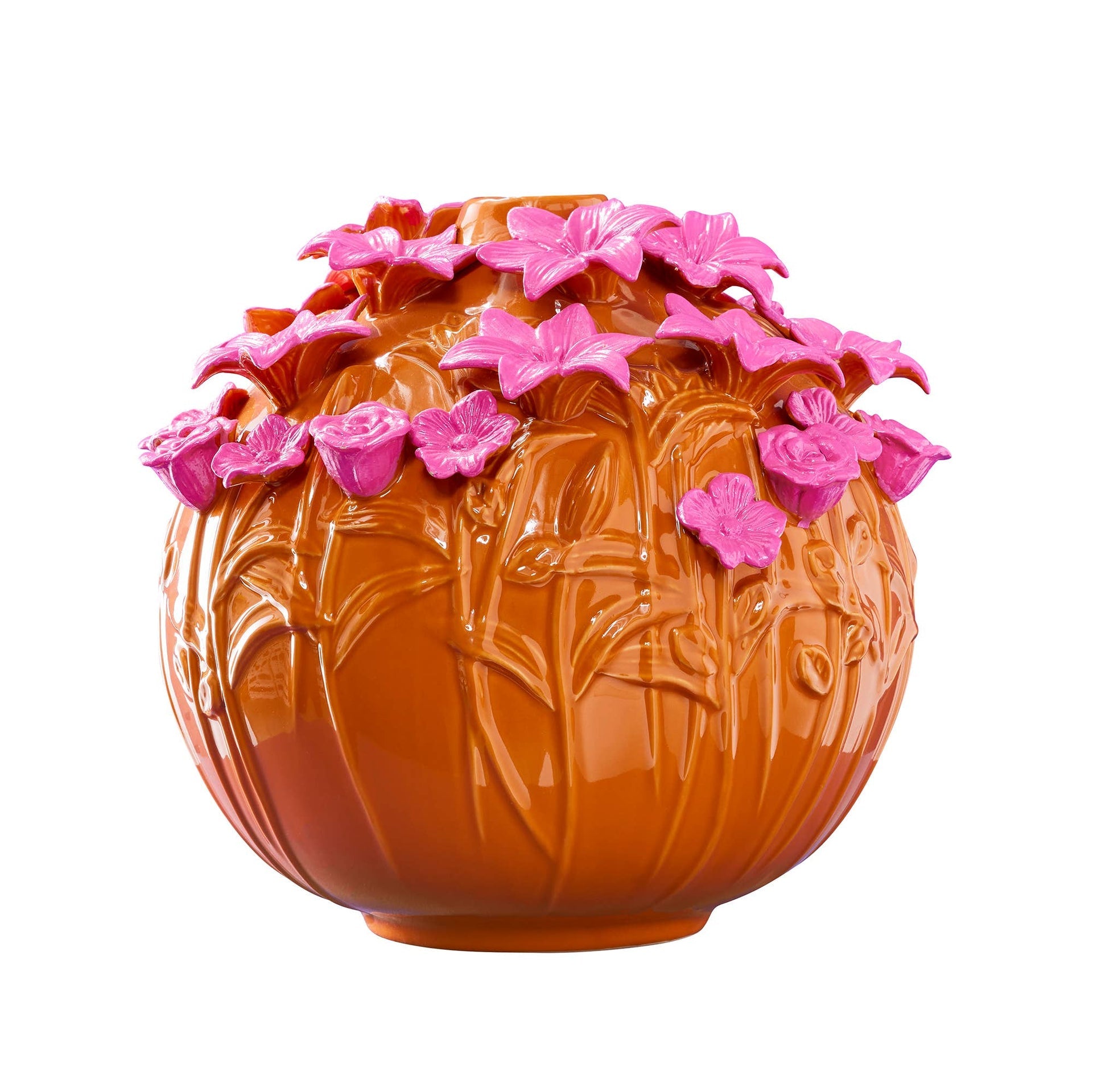 Vase Verano, Grès Orange/Rose, 34 x 29,5 cm