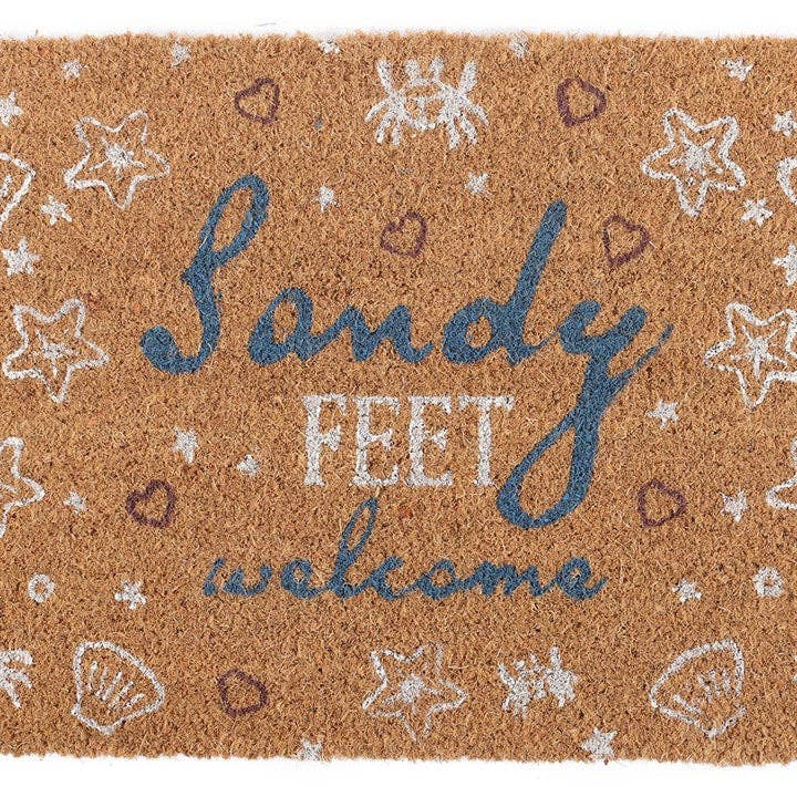 Paillasson de plage "Pieds sablonneux naturels bienvenus"
