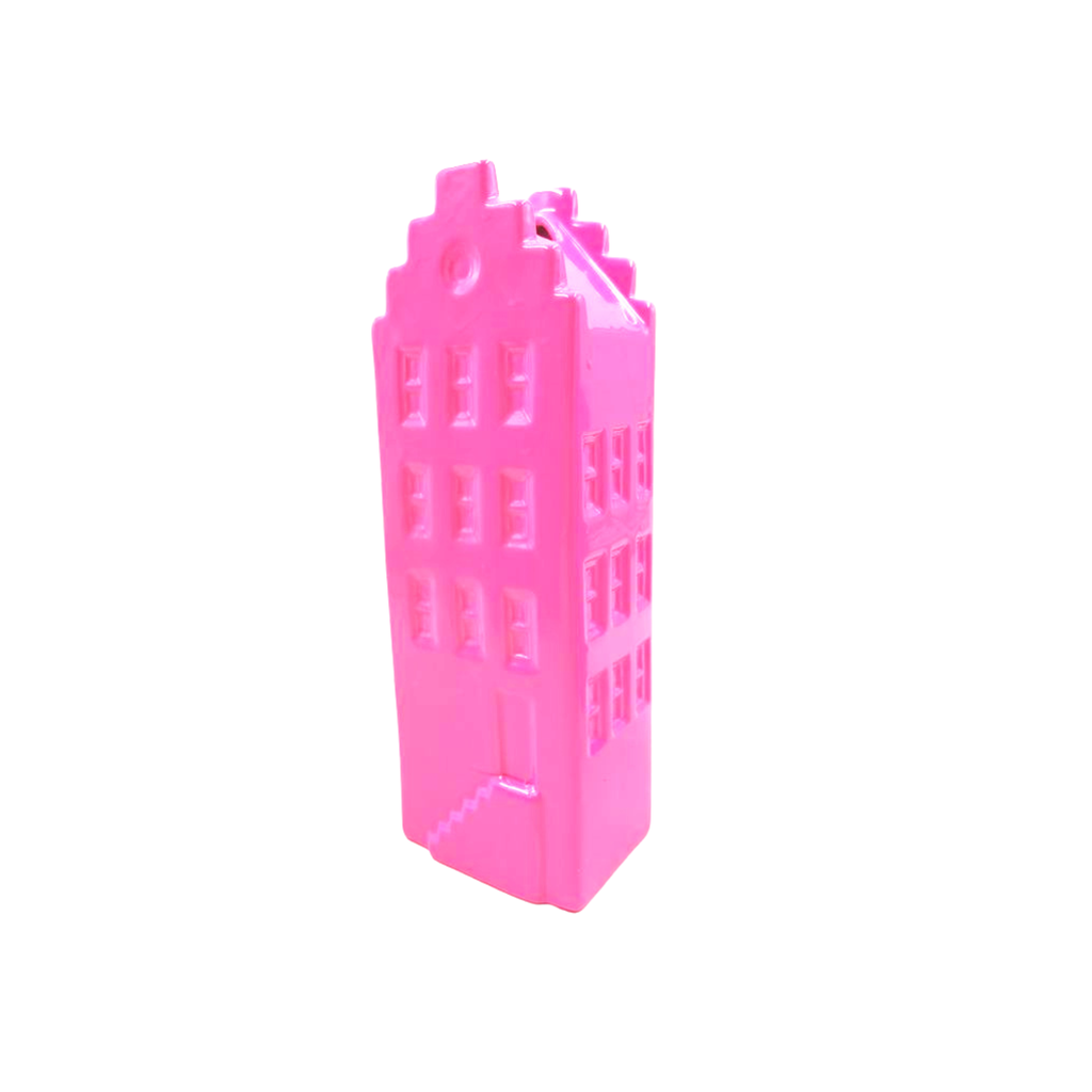 Vase à fleurs - Vase de maison - Céramique - Rose néon - 7,5x6x23 cm | Design-lahjat ja sisustustuotteet