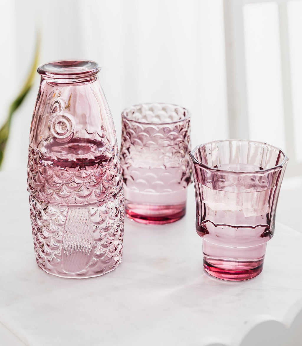 Verres à boire empilables Poisson - Lot de 4 roses