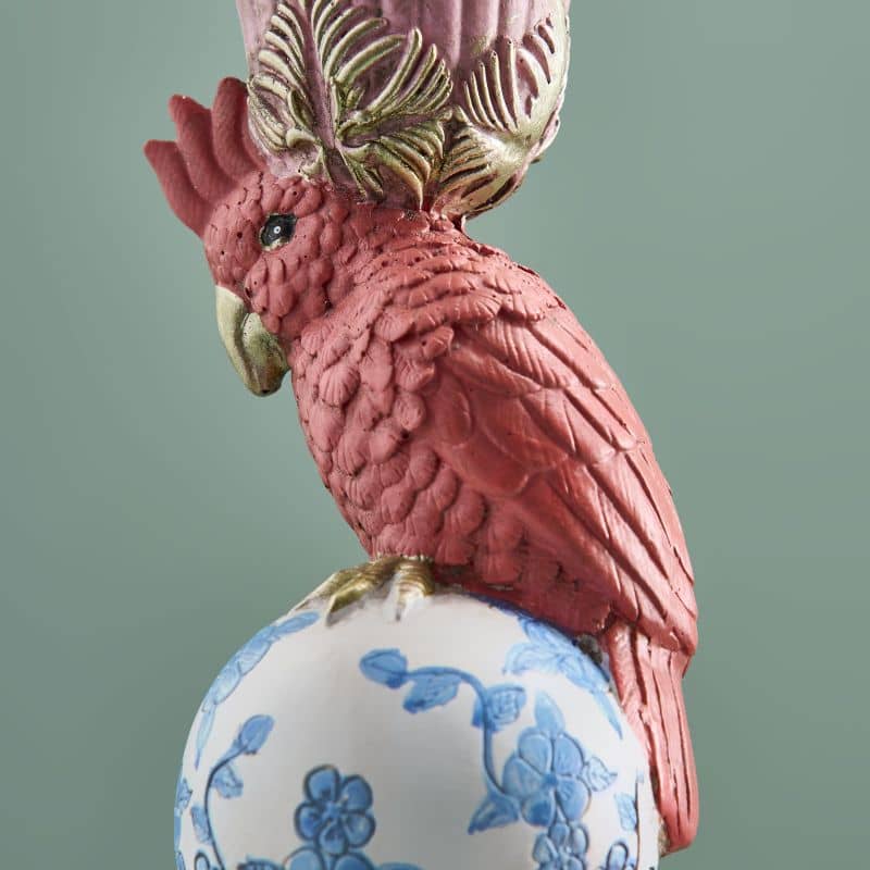 Bougeoir Oiseau sur Éléphant, Résine Rose, 13 x 9x30,5