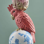 Bougeoir Oiseau sur Éléphant, Résine Rose, 13 x 9x30,5