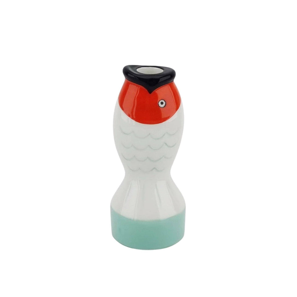 Bougeoir - Poisson - Menthe/Blanc/Orange - 7x7x16,5cm | Designproducten en originele cadeaus