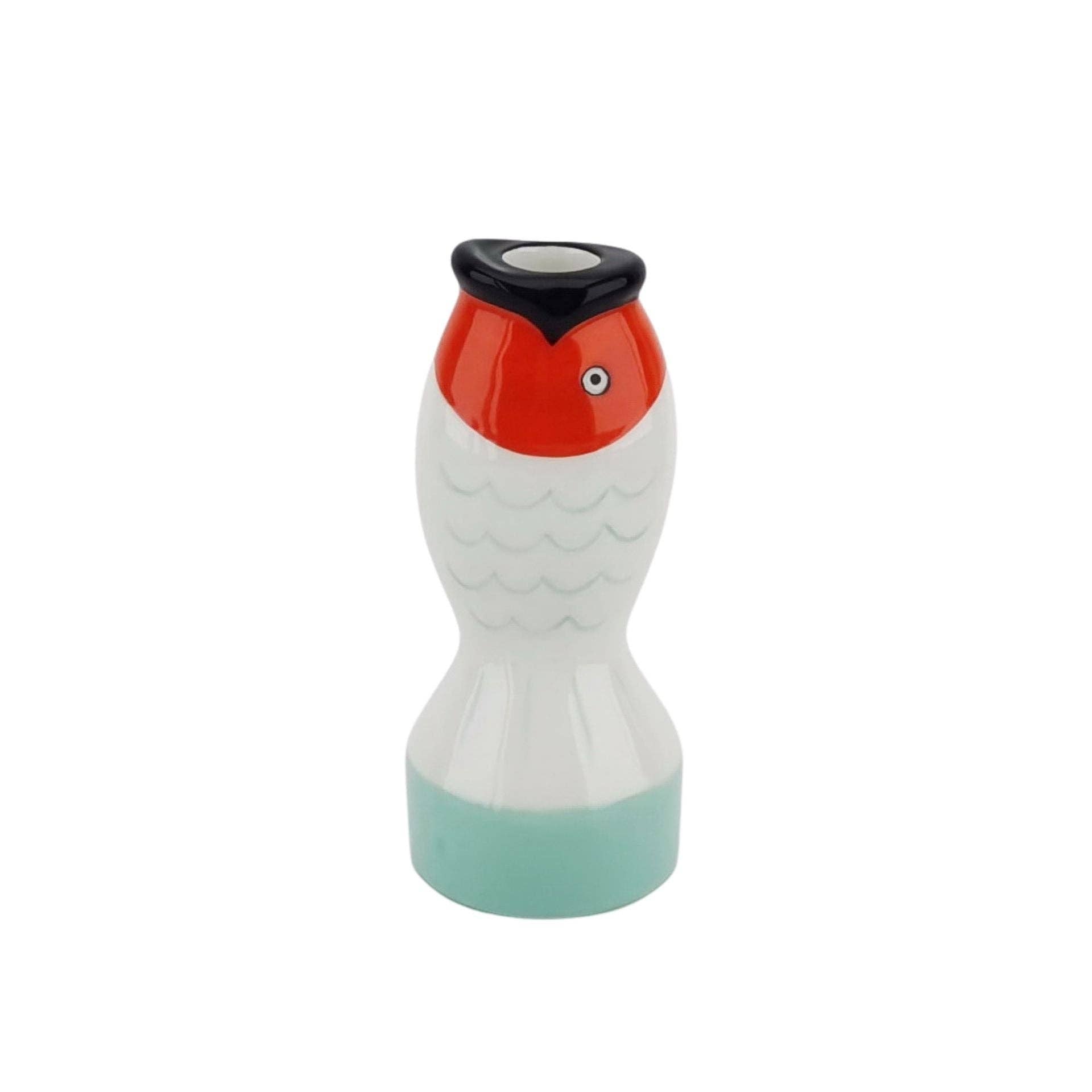 Bougeoir - Poisson - Menthe/Blanc/Orange - 7x7x16,5cm | Designproducten en originele cadeaus