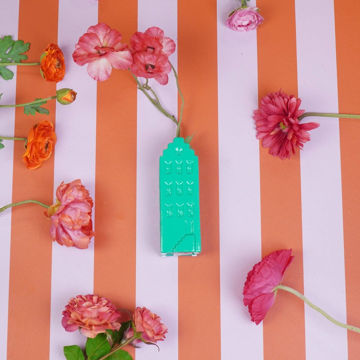 Flower vase - Home vase - Ceramic - Sea green - 6x5.5x18 cm