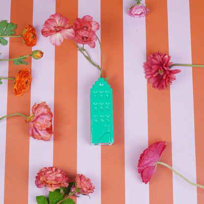 Flower vase - Home vase - Ceramic - Sea green - 6x5.5x18 cm