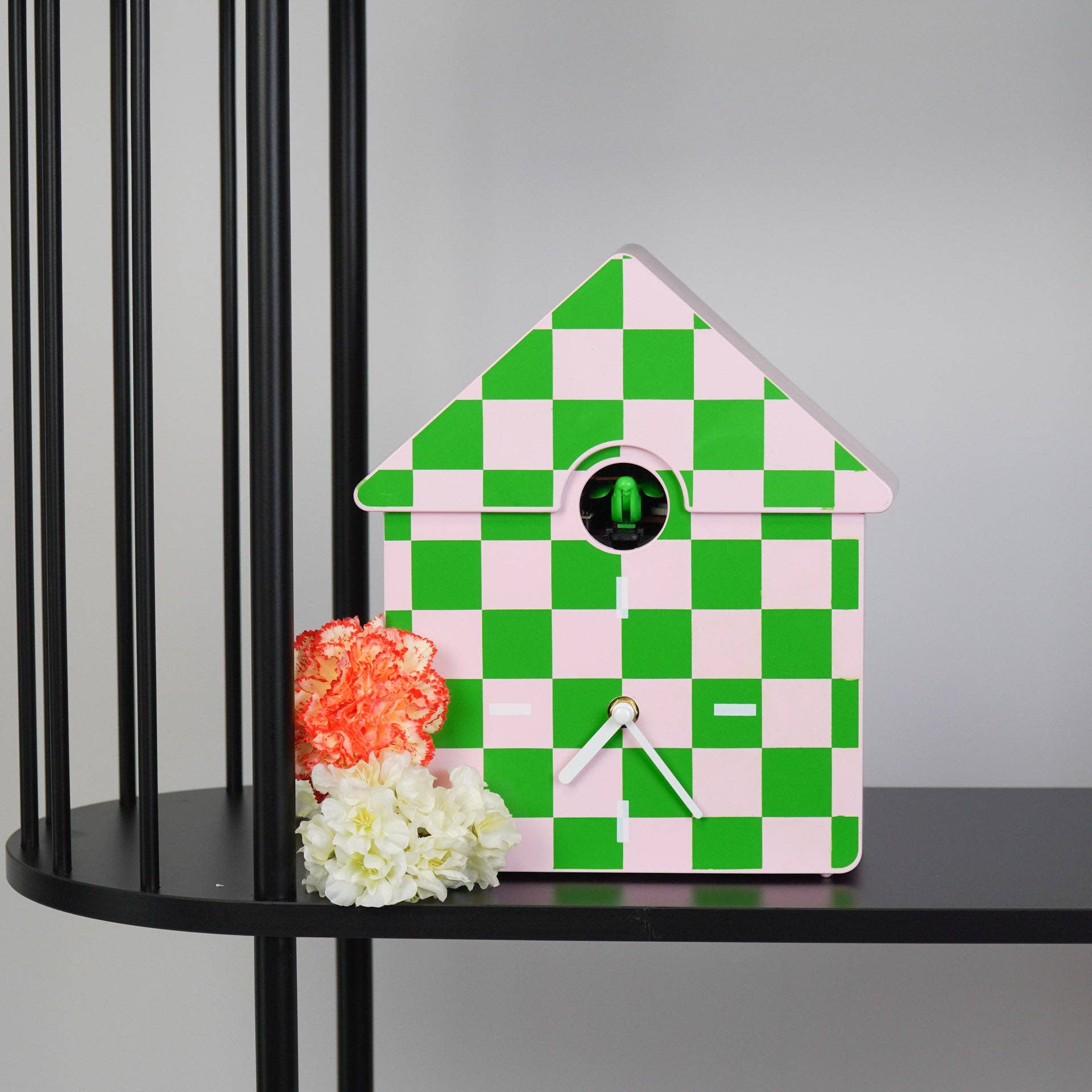 Horloge - Horloge Murale Coucou - Motif - Vert/Rose - 24x27x9cm