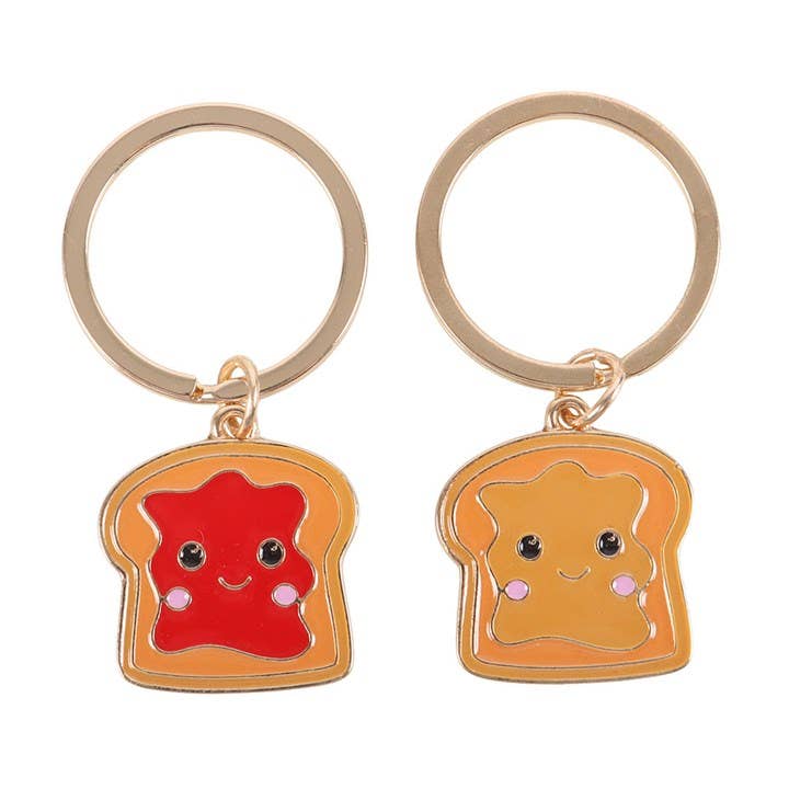Ensemble de 2 porte-clés d'amitié Kawaii beurre de cacahuète et confiture