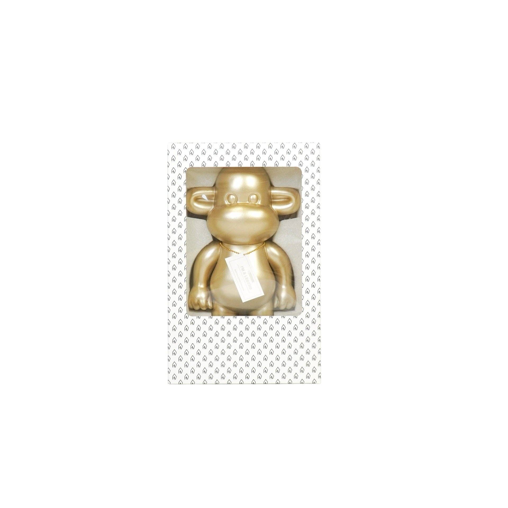 Ornament – ​​Affenfigur „Die Legende“ – Kunstharz – Gold – 20,5 x 13,5 x 35 cm