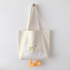 Einkaufstasche Ente Blume Beige