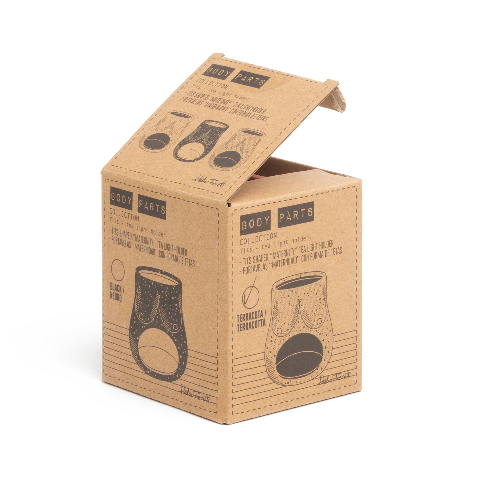 Bougeoir D'ouverture en Terracotta Tits Peint à la Main Helio Ferretti Vue 5