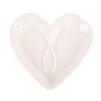 Coupelle à bijoux en forme de cœur avec aile d'ange blanc cassé
