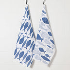 Lot de 2 torchons à vaisselle Floursack bleu roi à motif de poissons | Design e regali originali