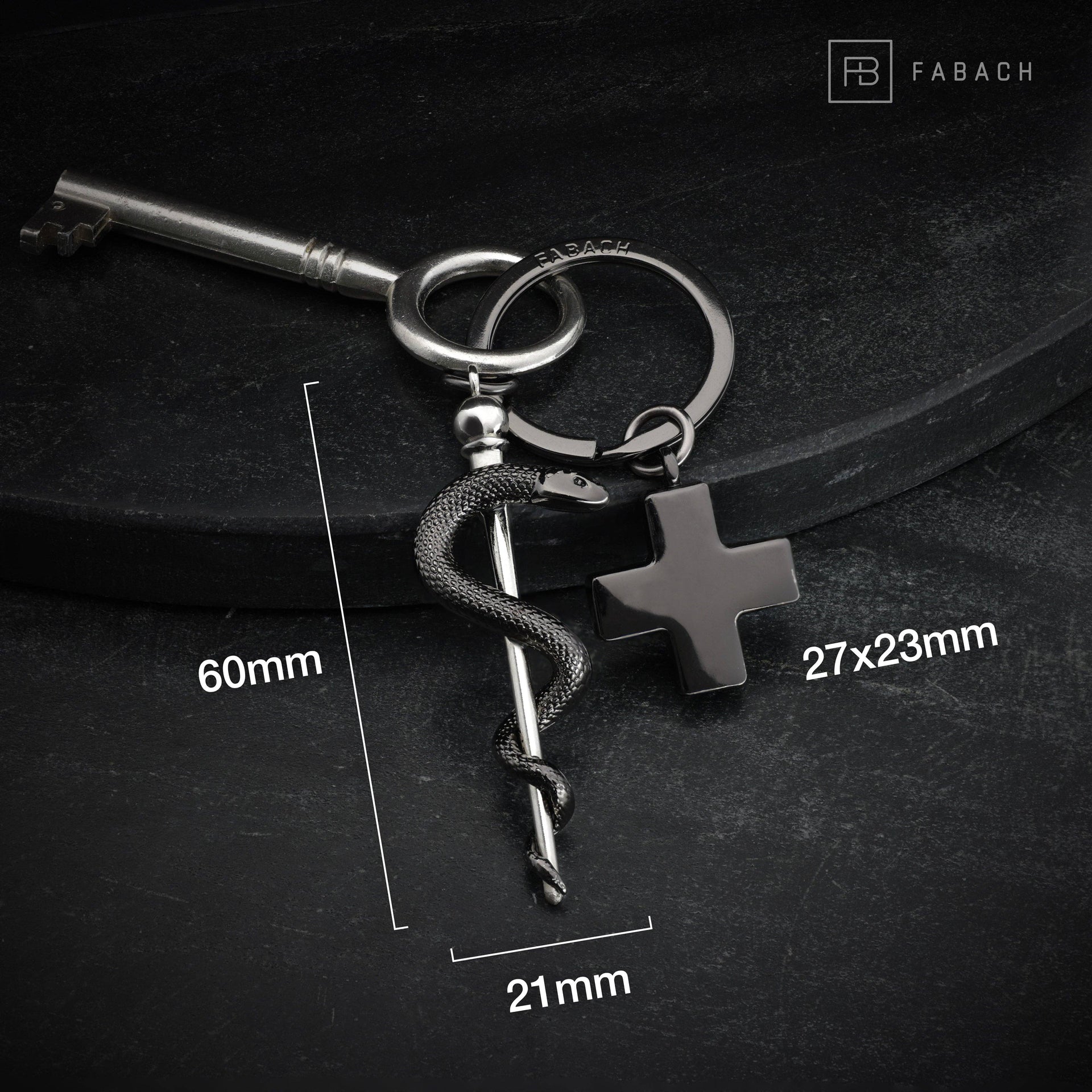 Porte-clés Bâton d'Esculape avec croix médicale | Design-lahjat ja sisustustuotteet