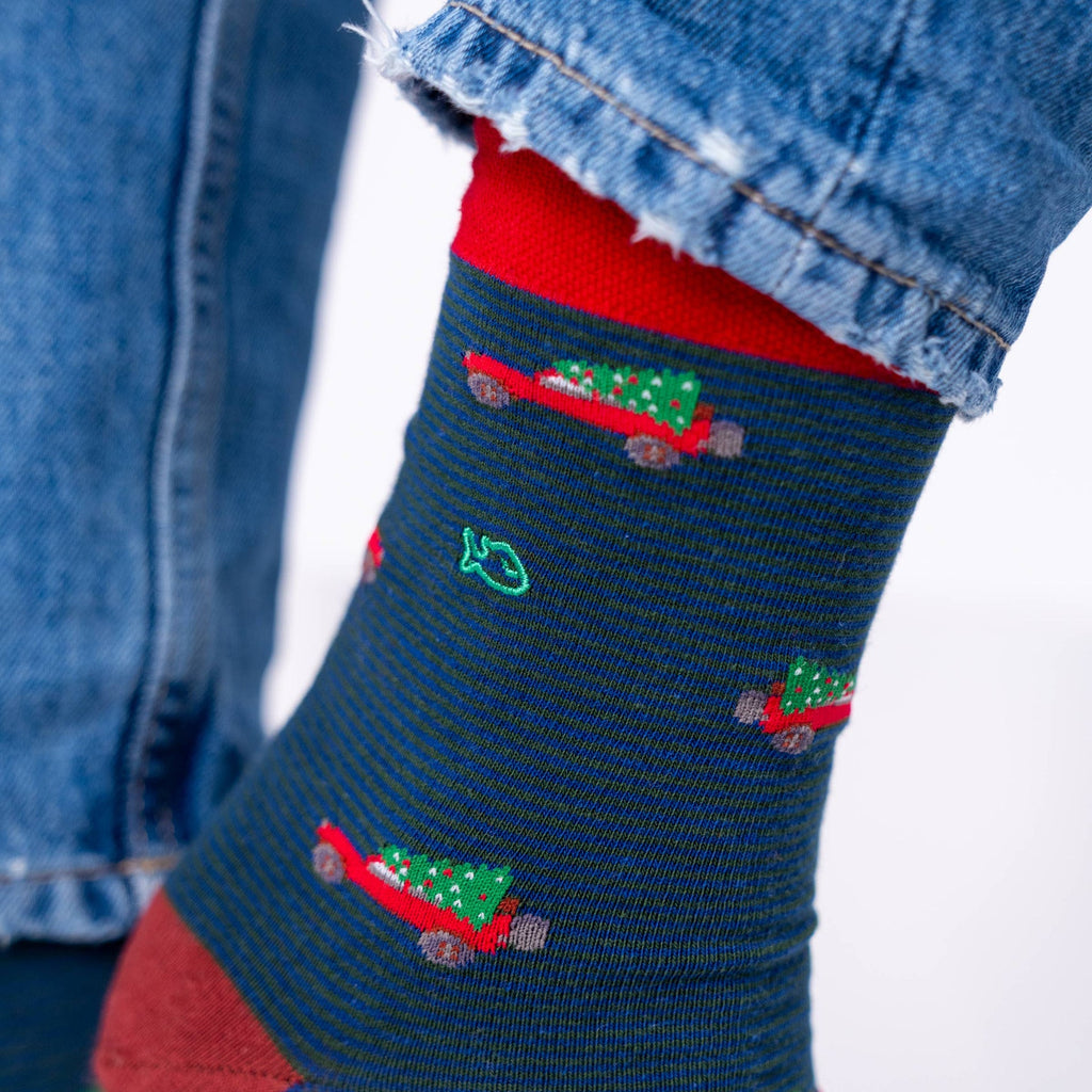 Chaussettes en Coton Peigné à Motifs Jeep de Noël