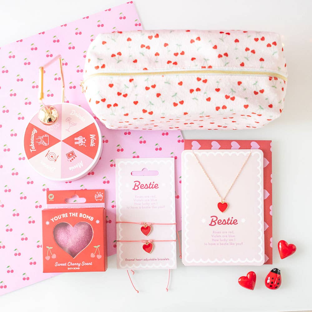 Collier Cœur en Émail Meilleure Amie Carte de Vœux de la Saint-Valentin