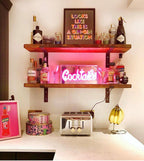 'Cocktails' Glass Neon Sign - Pink