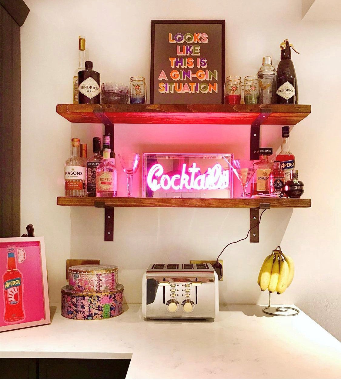 'Cocktails' Glass Neon Sign - Pink