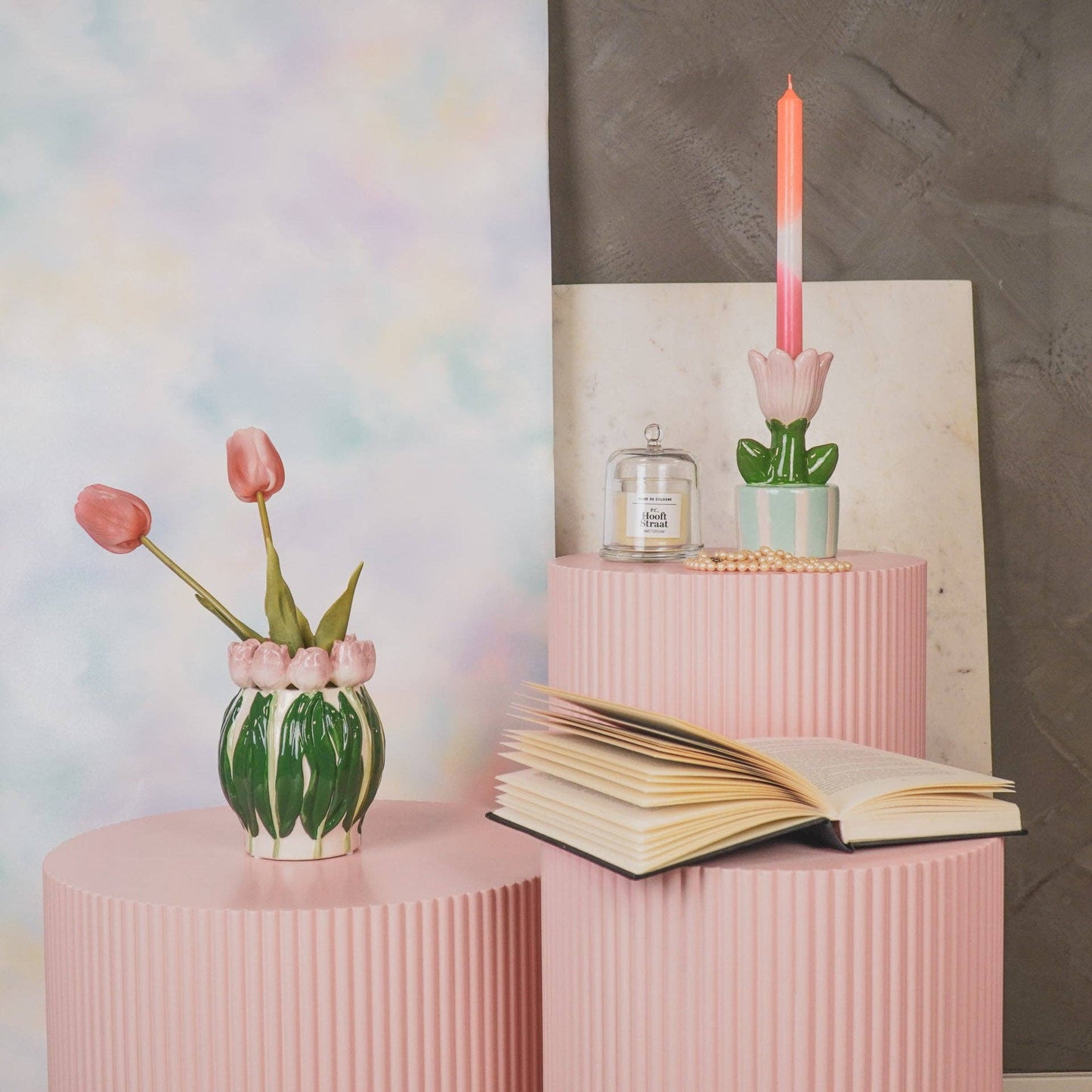 Tulip Vase - Light Pink/Green