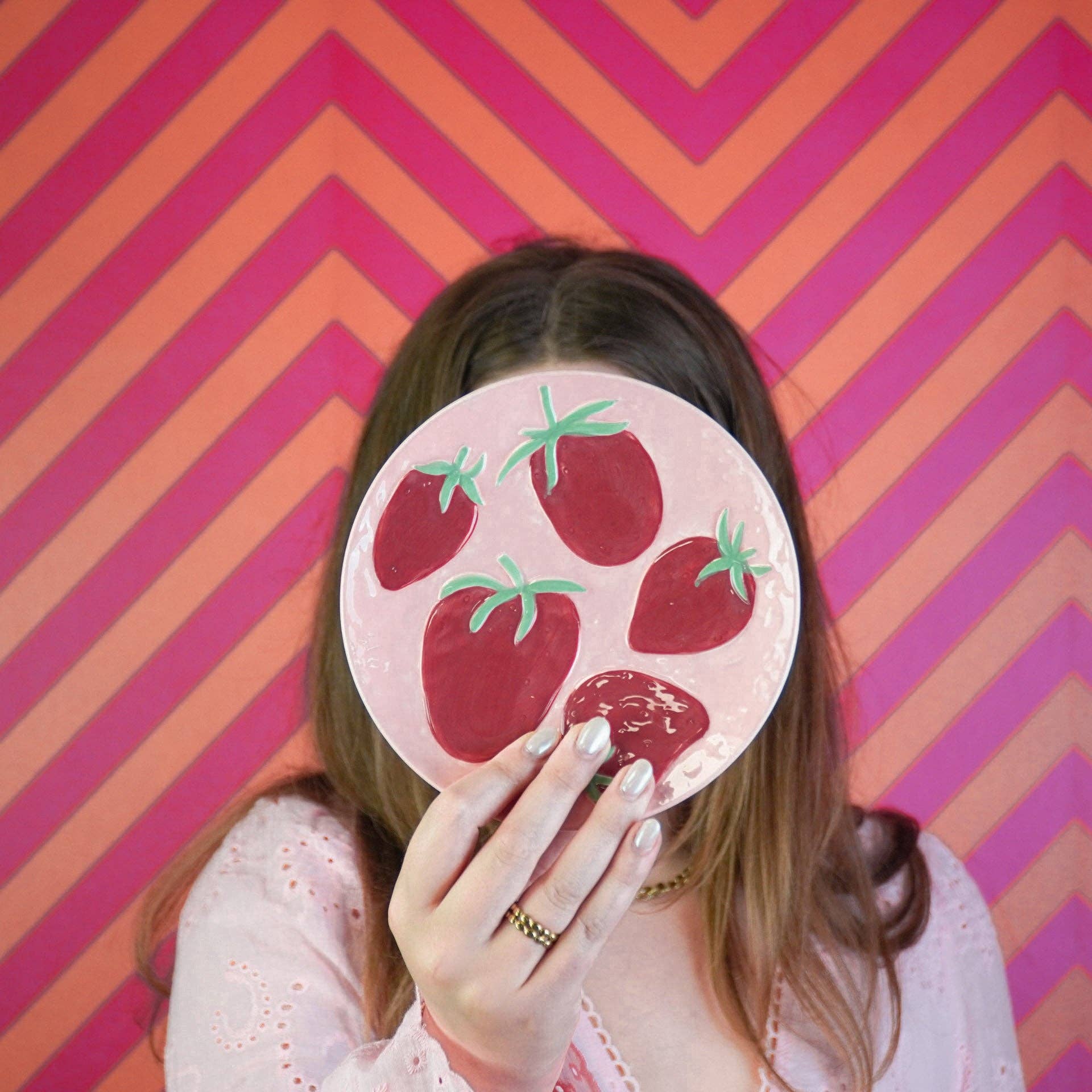 Assiette déco - Fraises - Rose/Rouge - 17,5x17,5x2cm | Designproducten en originele cadeaus