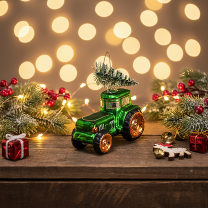 Green Tractor Christmas Ball
