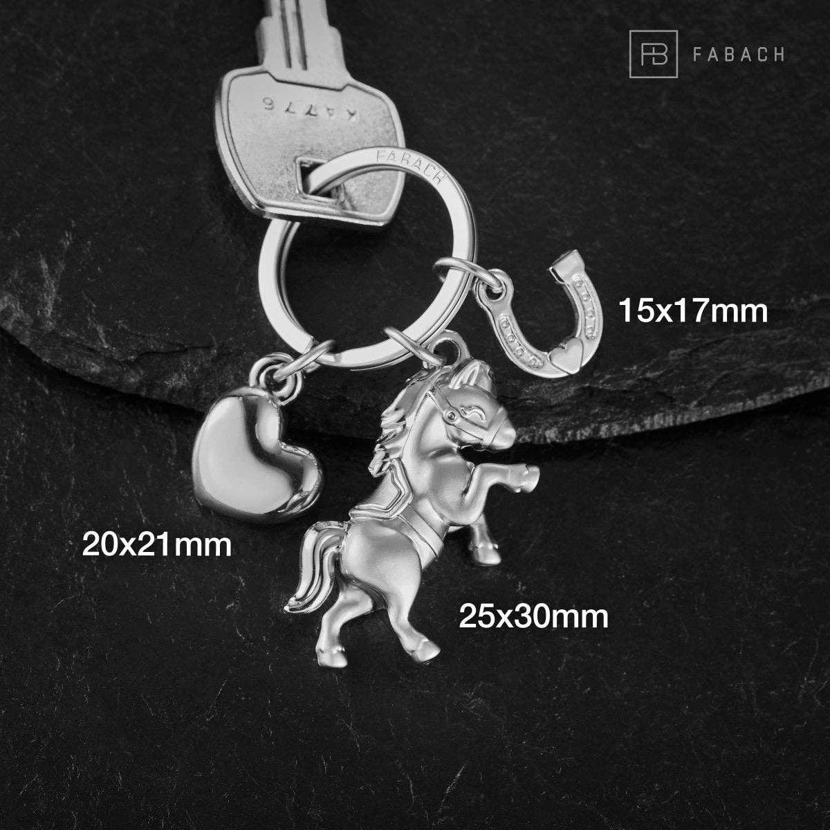 Horse Keychain with Heart and Horseshoe