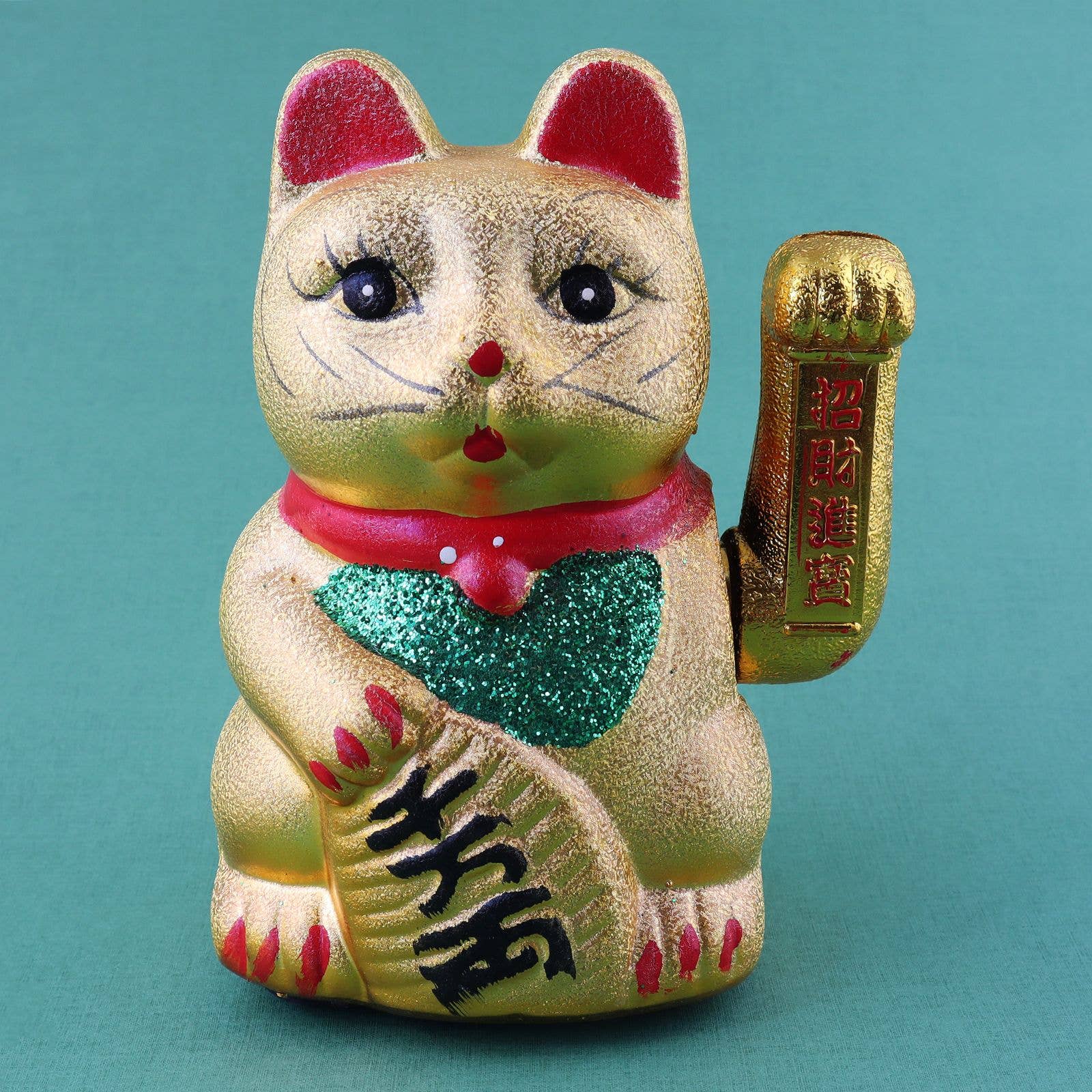 Chat Chanceux doré en céramique 17cm