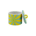 Decorative pot - Swirl - Dolomite - Yellow/Mint - 11x11x11.5cm