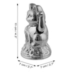 Chat chanceux solaire argenté 11cm