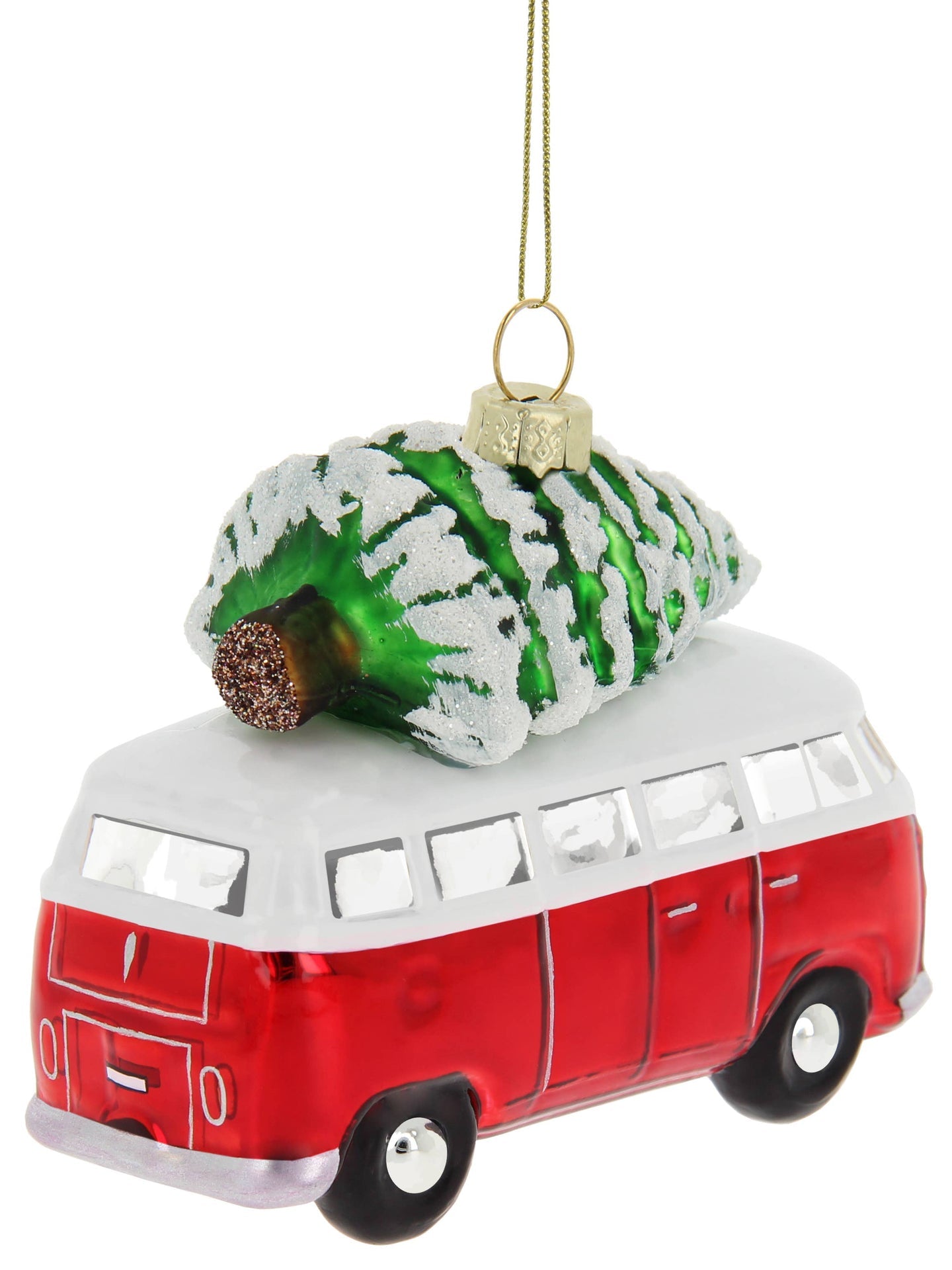 Décoration de Noël VW T1 Bus Rouge & Blanc avec Sapin