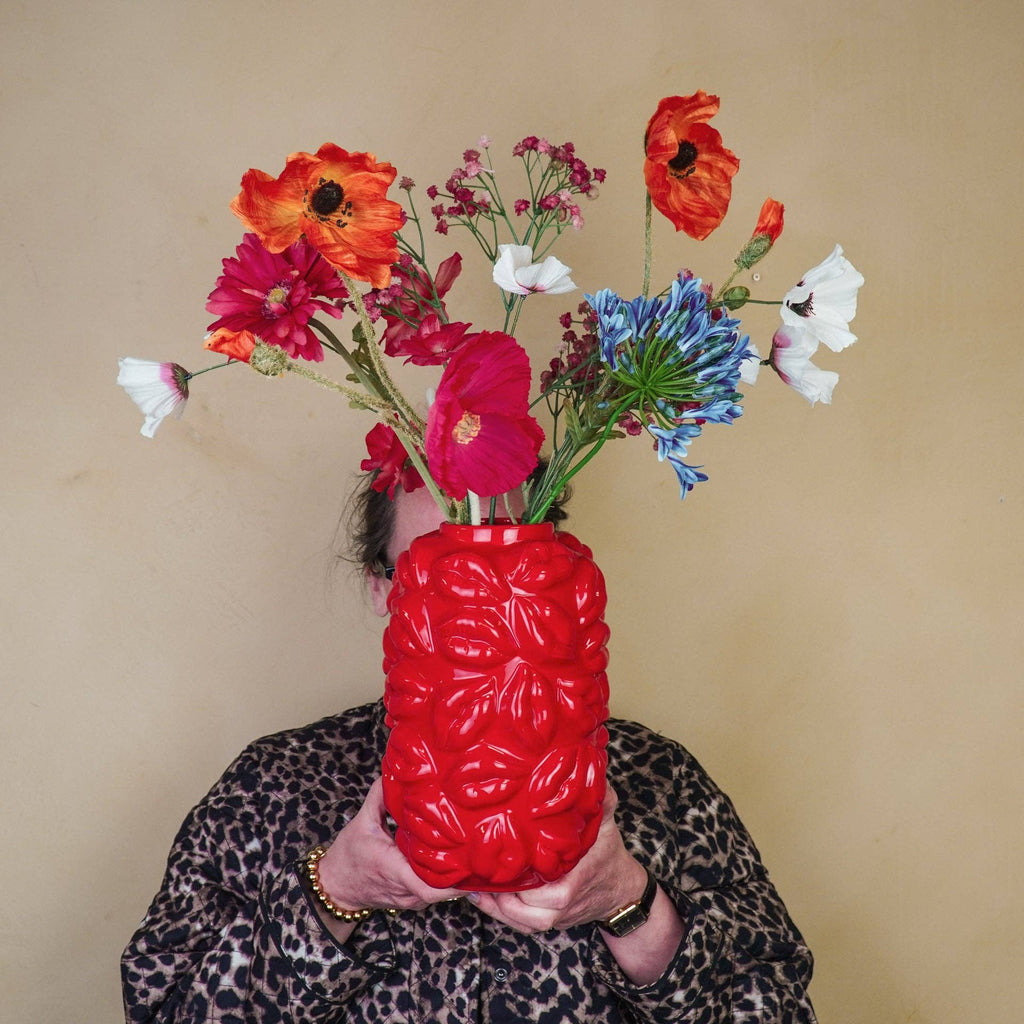 Vase – Küsse – Keramik – Rot – 17 x 17 x 27 cm