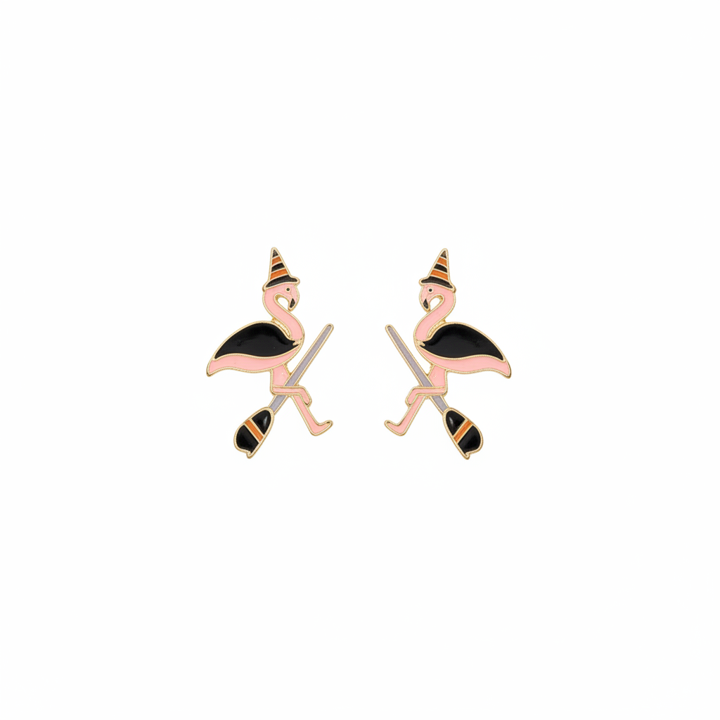 Halloween Flamingo Ohrringe - Hexe